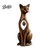 Country Style Decor Vintage Distressed Cat Figurine, Rustic Animal Statue for Desk Shelf Home Small Decor, Handcrafted Retro Ornament, Unique