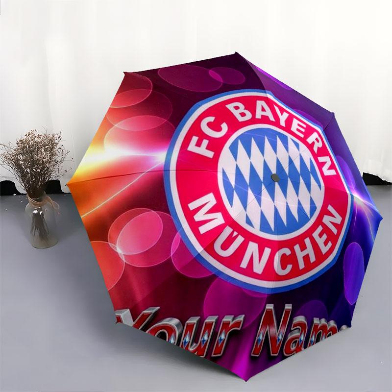1 PC Automatic Folding Umbrella - FC Bayern Munchen Custom Name Pattern, Portable & Foldable Design with 8 Ribs, Christmas Birthday Gifts