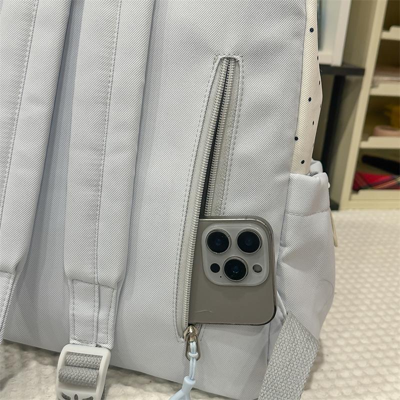 Contrast Dot Printed Student Schoolbag Large Capacity Backpack