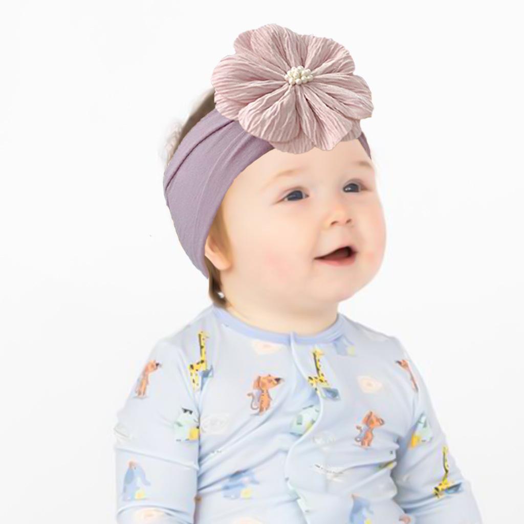 3Pcs Cute Baby Flower Headbands Set, Soft Bow Nylon Hair Bands for Infants