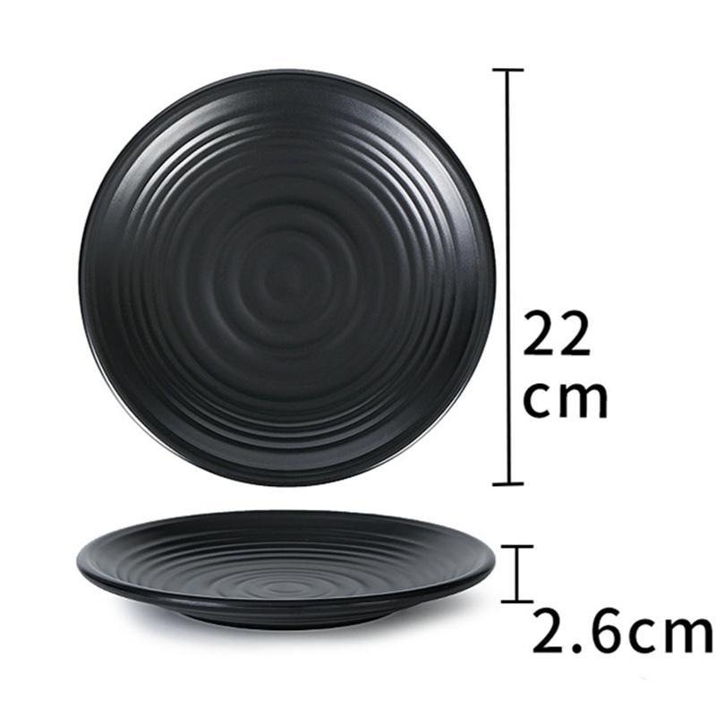 Schwarzer Melamin-Western-Essteller, Serviertablett, Hot Pot, Barbecue, Restaurant-Teller, Porzellanimitat, Geschirr, runder Teller