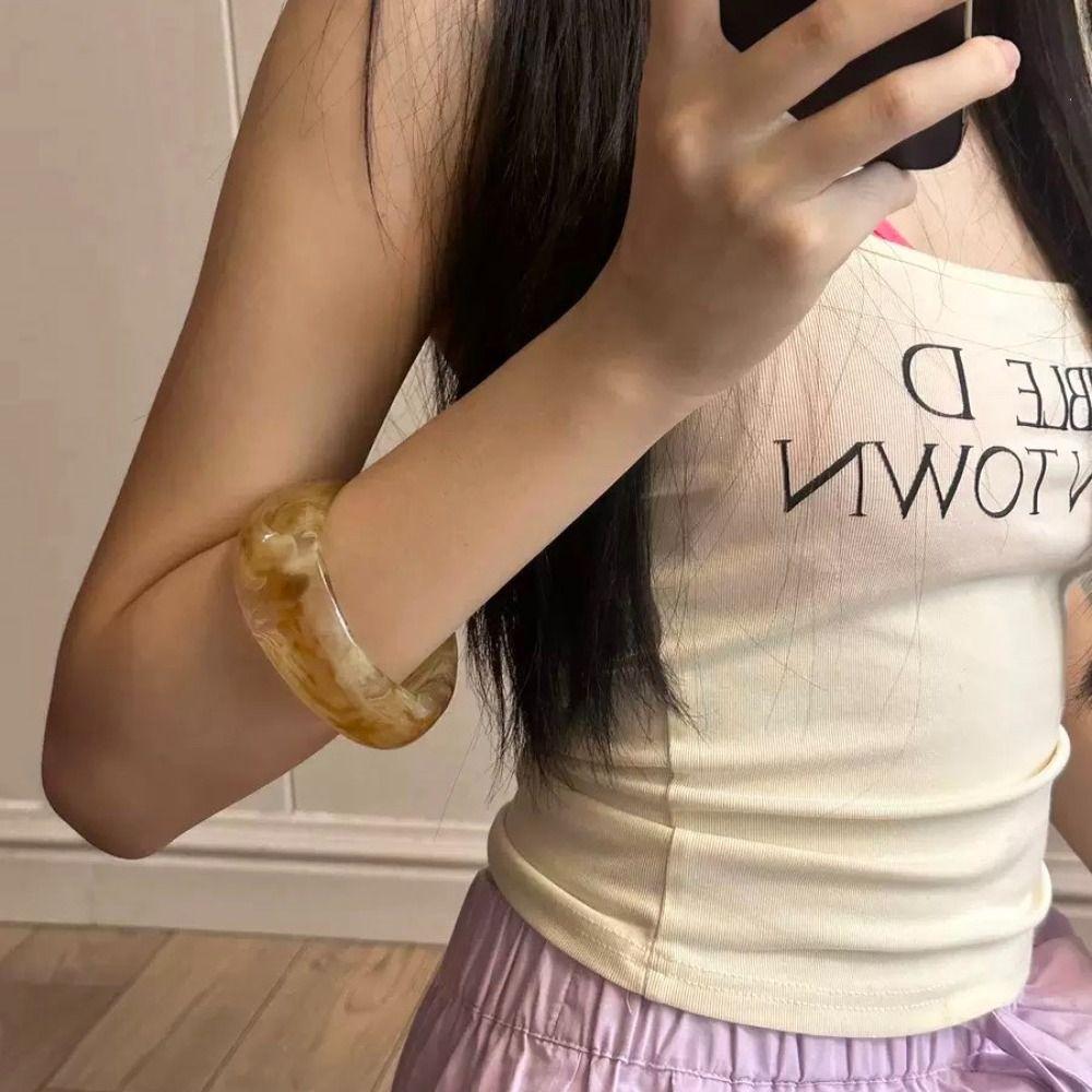 Bohemian Translucent Acrylic Bangle Europe American Style Smudged Hand Ring  Women