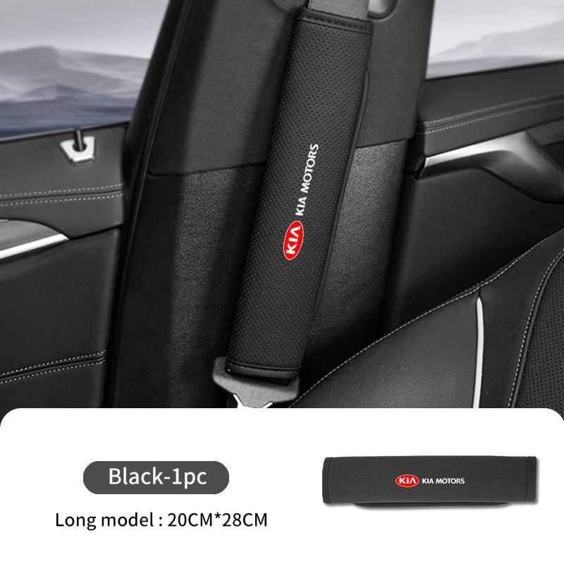 URDV7 Leather Car Logo Seat Belt Cover Shoulder Protective Interior Accessories For KIA Sportage Rio Ceed Niro Soul Stonic Picanto