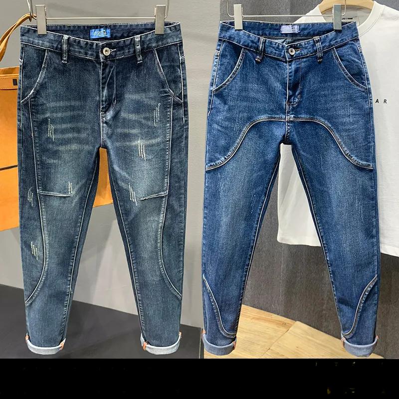 Frühling und Herbst Plus Size Harlan Stretch Jeans Herren Loose Washed Plus Fat Plus Lange Hosen