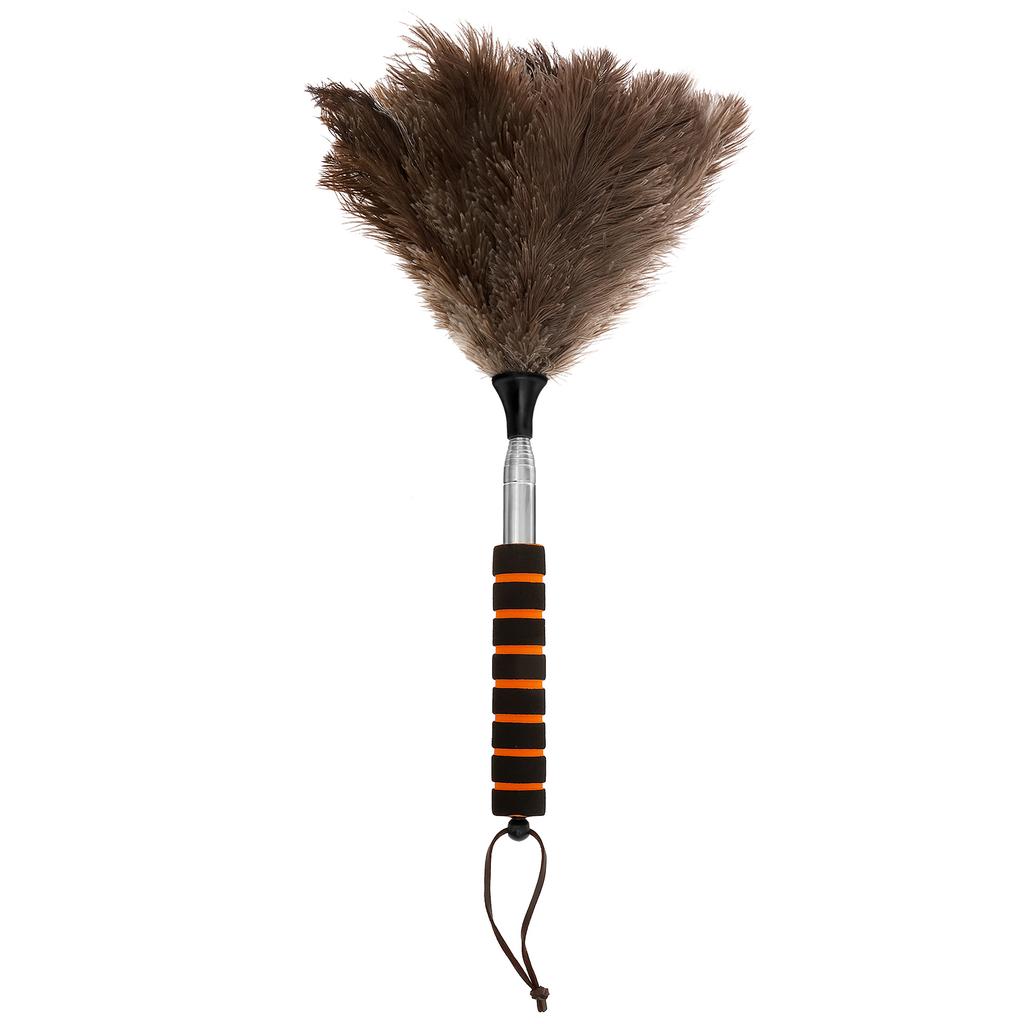 Extendable Ostrich Feather Duster With Stainless Steel Long Handle Brush Household Ceiling Fan Furniture Dust Cleaning Tool