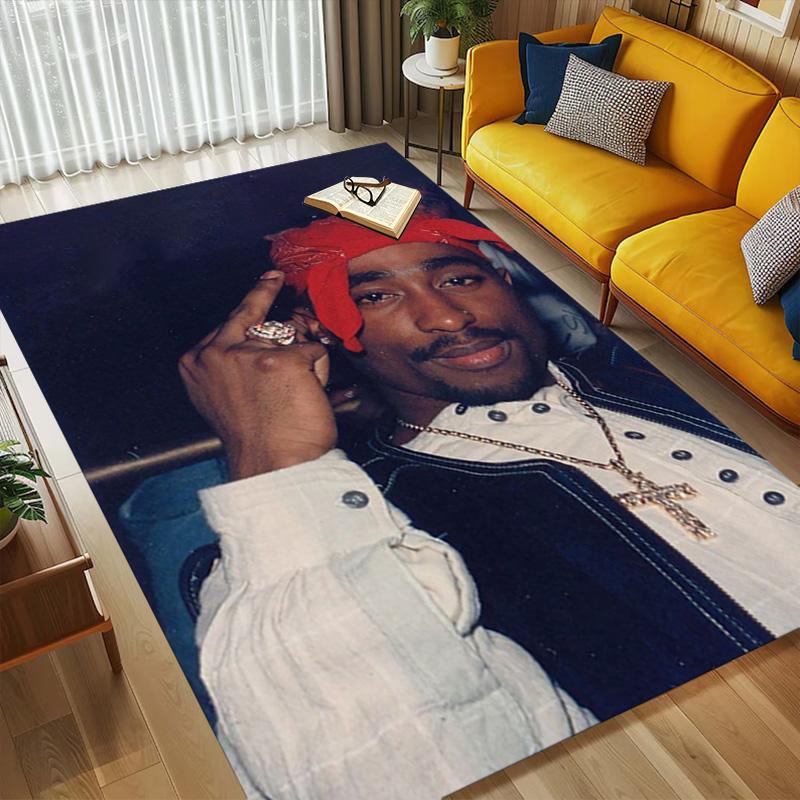 Rapper Tupac Living Room Non-Slip Area Rug Soft Carpet for Bedroom Game Playroom Sofa Office Home Decor Doormat Christmas Gift C9211173