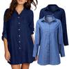 Mehrfarbiges Jeanshemd für Damen, lässig, mit Knöpfen, langärmlig, modisches Oberteil für Frühling und Herbst
