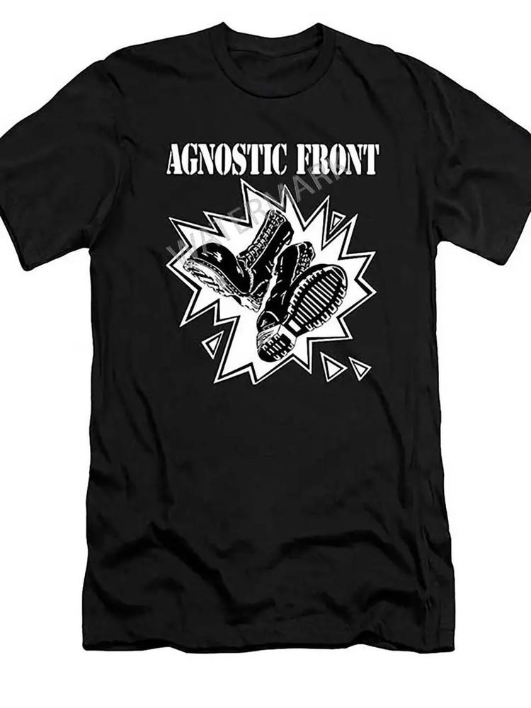 

Agnostic Front Logo Band #2 T-Shirt 703012 funny Men s Short Sleeve Graphic T-sh 3XL