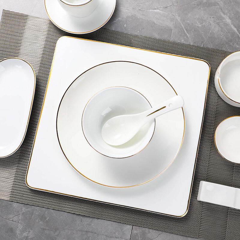 Chinese Style Gold Line Bone China 4-Piece Tableware Set