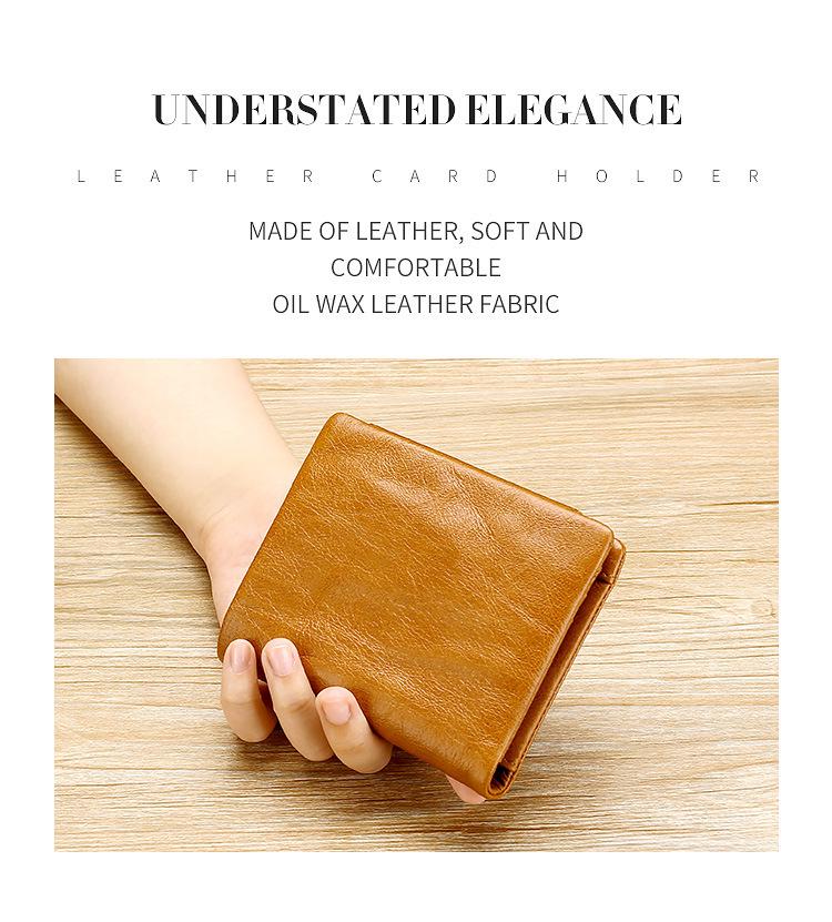 Trifold Retro RFID Leather Wallet for Men - Short Anti-Theft with Multiple Card Slots