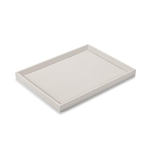 Woodten Off-White Striped Leather Jewelry Tray, Accessory Organizer, Watch Display Storage, P09802
