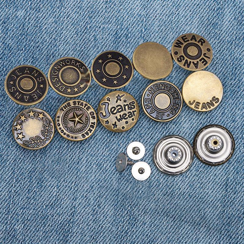 Adjustable Screw-On Rivet Button for Waist Tightening - Hole-Free, Detachable, and Size Customizable.