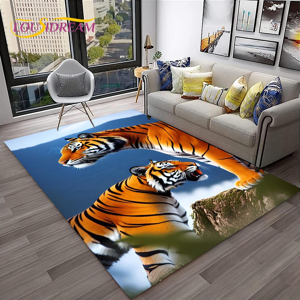 3D Cartoon Droom Tijger Dier Beest Tapijt Vloerkleed voor Huis Woonkamer Slaapkamer Bank Deurmat Decoratie, Kinder Vloerkleed Antislip Vloermat