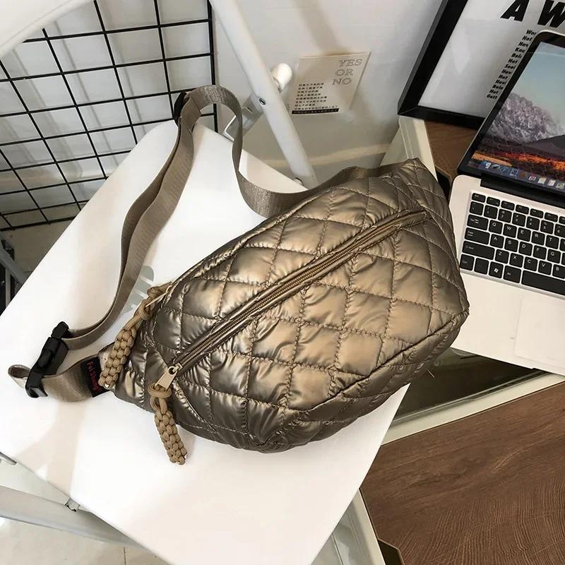 

Couple Quilted Chest Bag Crossbody Bag Fashion Casual Crossbody Purse Shoulder Bag for Travel Hiking Cycling for Christmas Gift 39x9x18cm