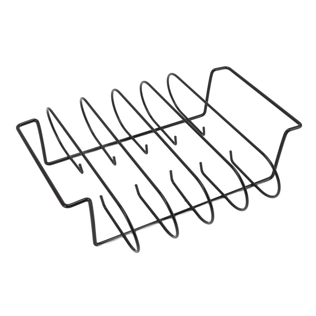 Rib Rack Iron Roasting Stand for Smoking and Grilling Holds Up To 4 Ribs for Outdoor BBQ