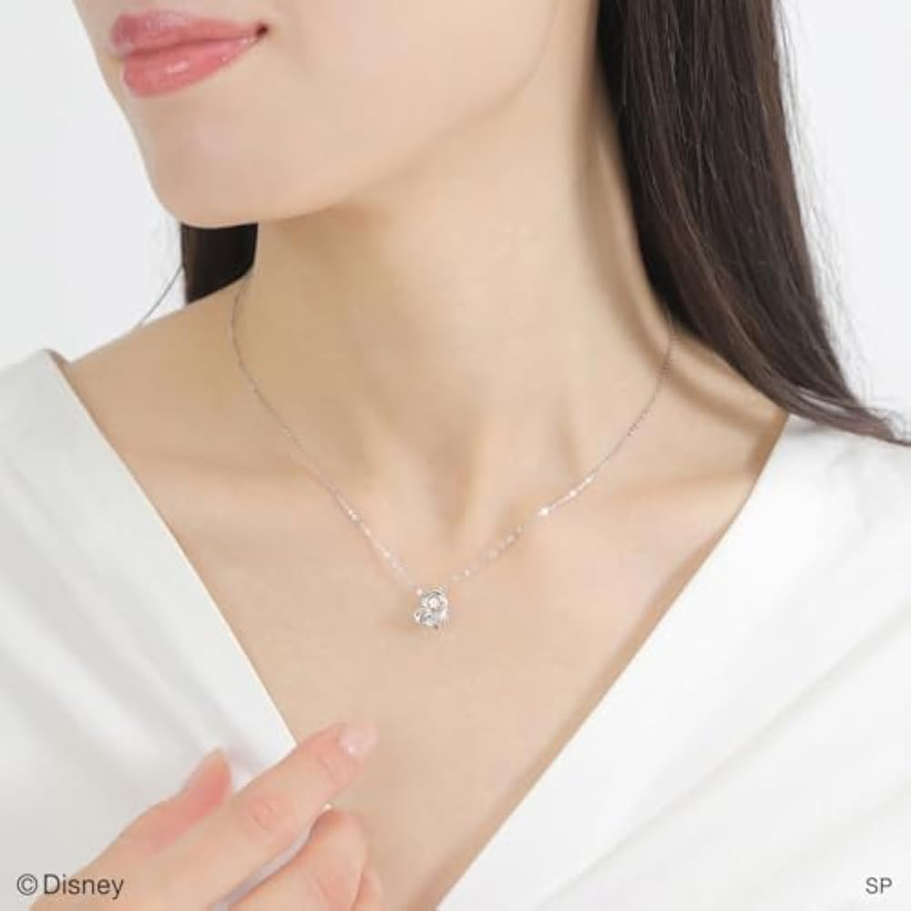 [White Clover] The Little Mermaid Ariel Dancing Stone Necklace Disney Princess 925 Silver Cubic Z...