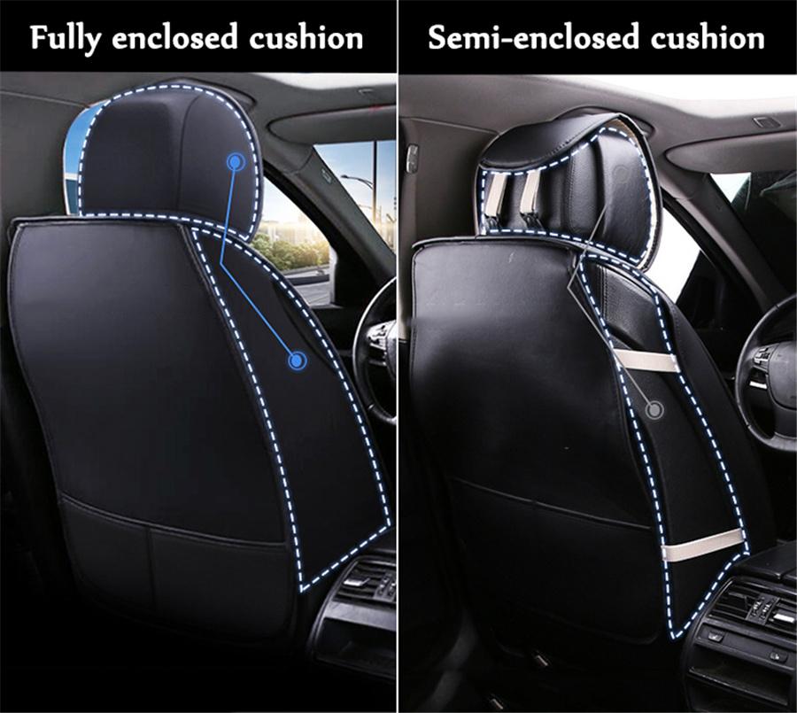 Fundas de Asiento Universales para Coche de 5 Plazas Deluxe Cuero Resistente al Desgaste Cojín Funda Completa Negra Almohada Lumbar+reposacabezas