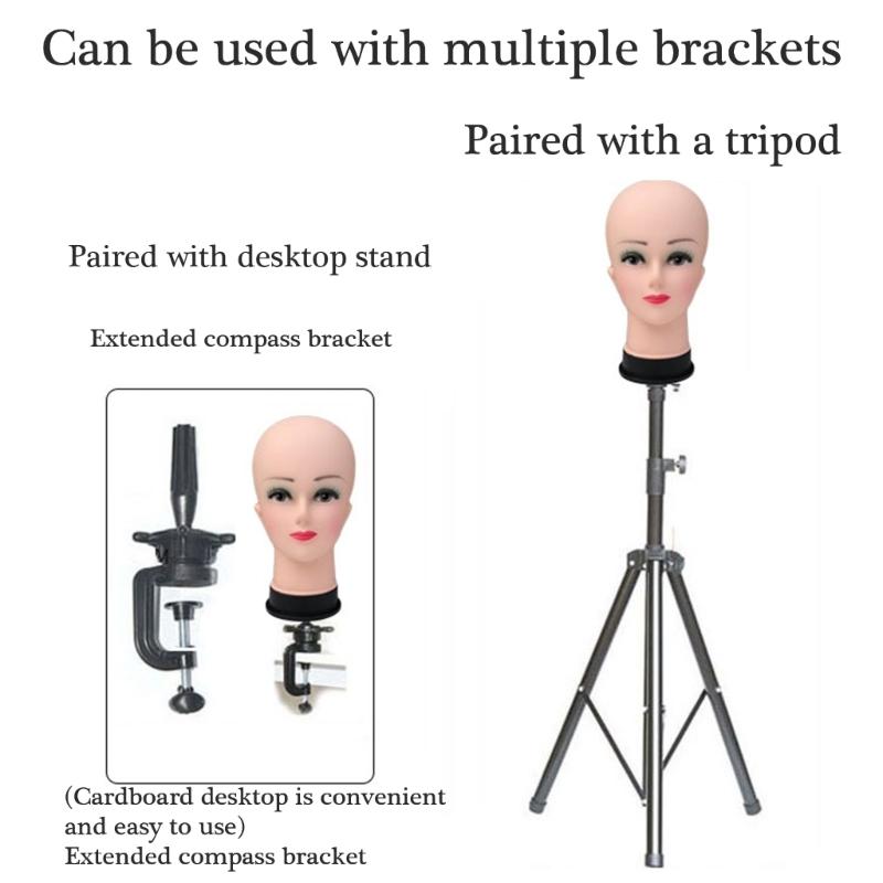 Bald Mannequin Head Female Professional Cosmetology Training Head Bald Manikin Head for Wigs Making Display Doll Head