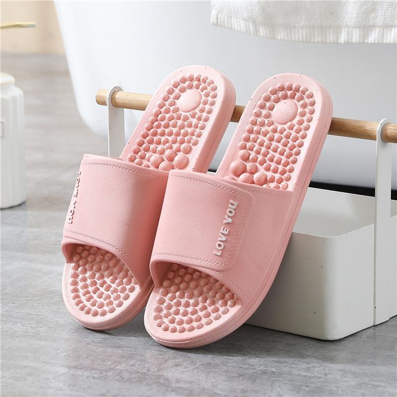 Slippers women's summer indoor home bathroom soft bottom slip-resistant couple men's foot acupressure cool slippers wholesale