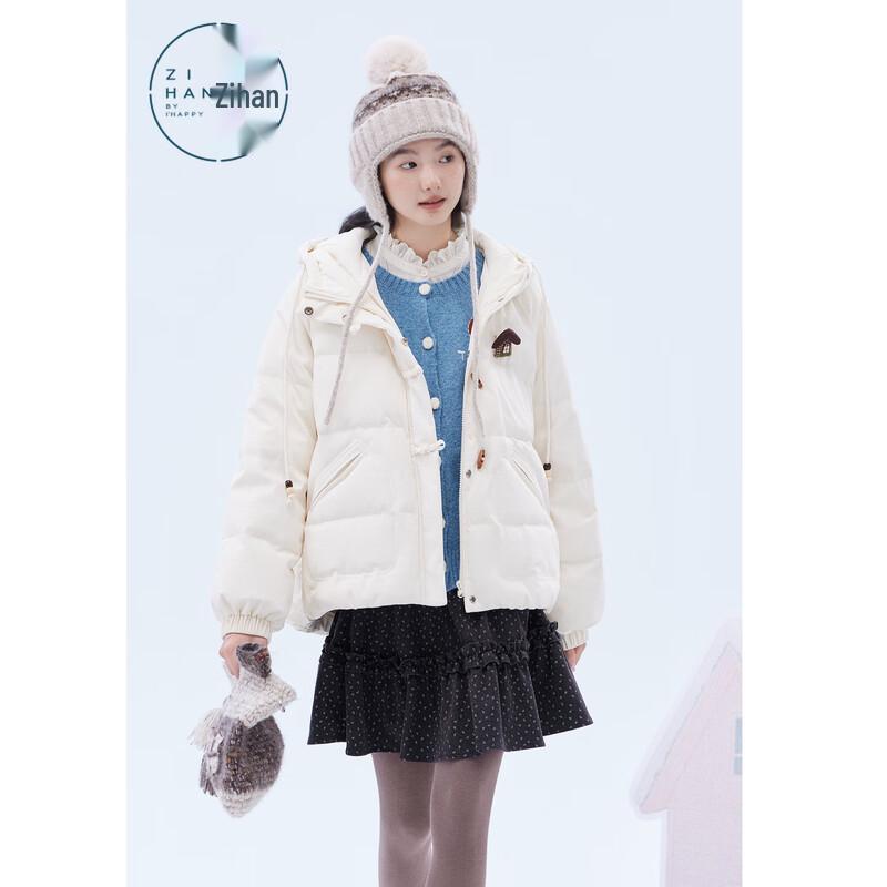 

ZIHAN Women s 2025 Winter Short Hooded Down Jacket M