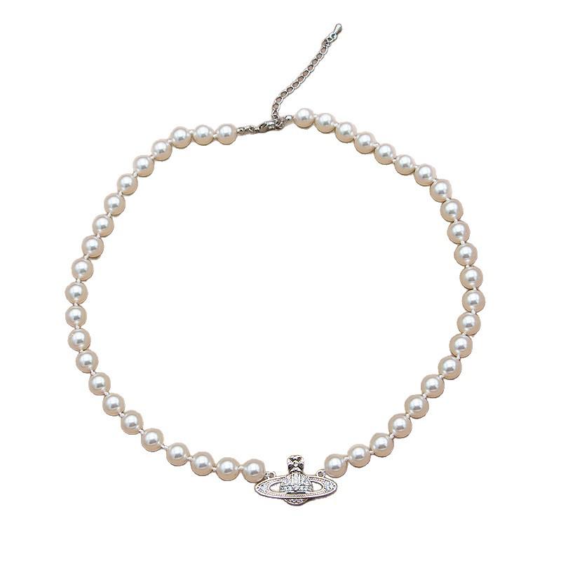 Cixi Saturn Pearl Necklace: Elegant European & American Style, Versatile Clavicle Chain, High-End Pearl Jewelry