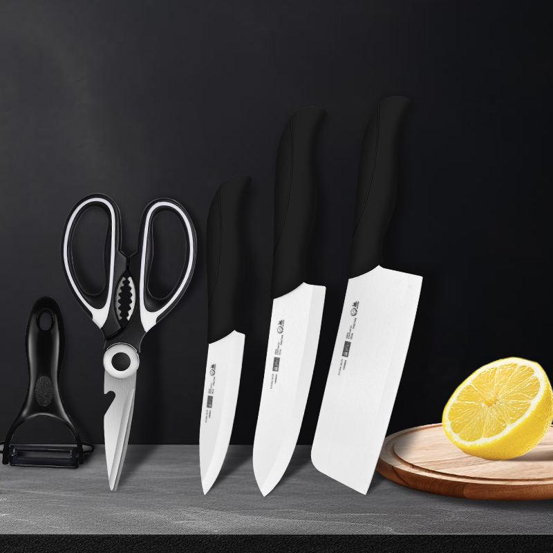5Pcs Kitchen Knife Set with Sharpener, Chef Knife,Paring Knife,Scissors and Peeler,Non-Slip Handle Cookware for Home&Restaurant