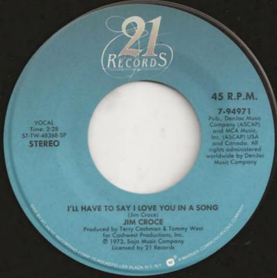 7-Zoll Schallplatte JIM CROCE - Ich muss dir sagen, dass ich dich liebe In A So 794971 21 Records 1987 US Rock Gebraucht