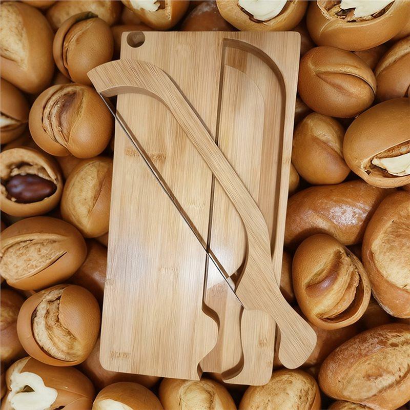 Fresh Wooden Handle Bread Bowknife With Cutting Board Set Stainless Steel Slicer Bowsaw Baking Tools Bakingtools B
