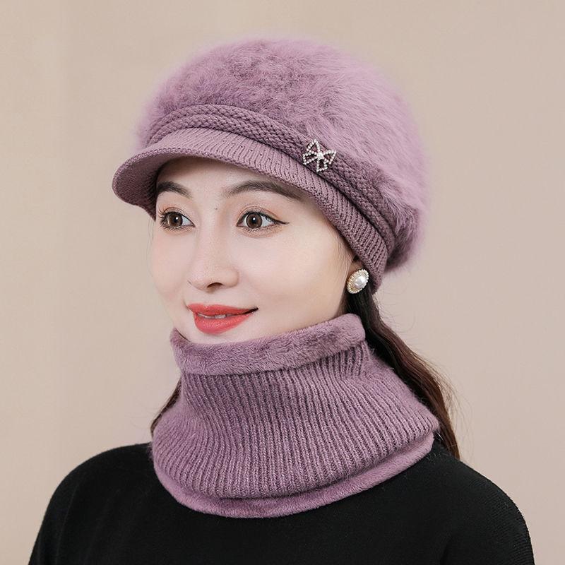 Mom Winter Hat Female Season Rabbit Fur Hat Grandma Thickened Elderly Warm Wool Hat