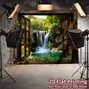 2D Scenic Waterfall View Tapestry Open Window Photography Background