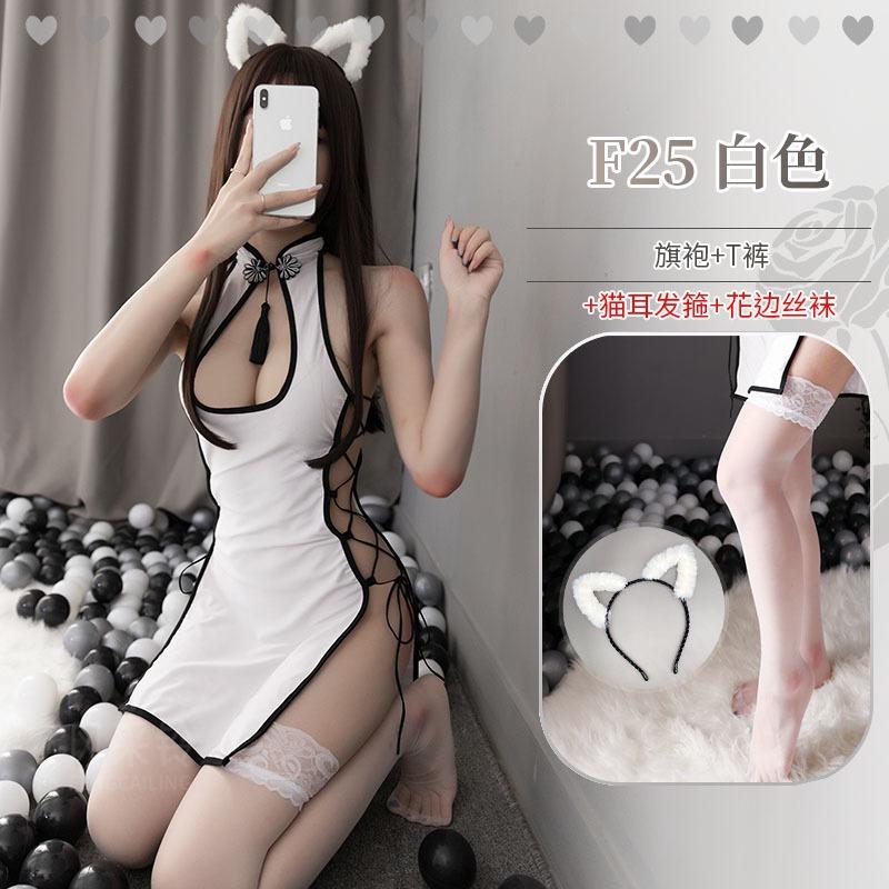Style Bell Sex Underwear Vintage Cheongsam Wind High Split Women's Sexy Spicy Uniform Temptation Suit