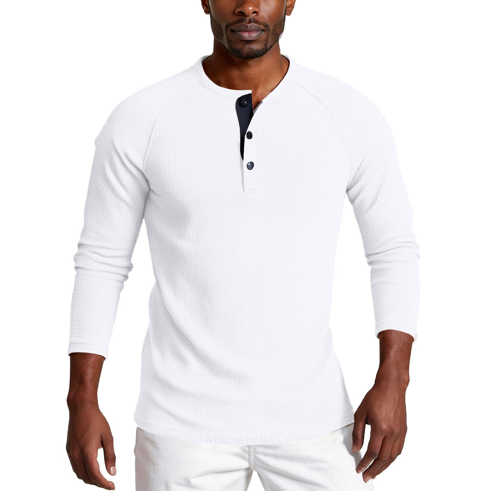 

Мужская модная рубашка с воротником-стойкой, однотонная, повседневная, с длинными рукавами XL белый