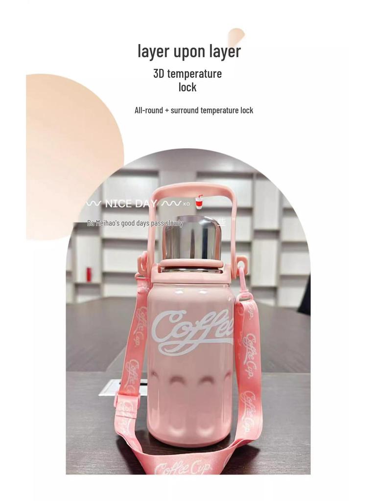 Women's Insulated Stainless Steel Sports Kettle - Large Capacity, Portable Outdoor Water Cup