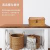 POPETPOP Suit Rattan Storage Basket with Lid, Seagrass Storage Basket, Rectangular Storage Basket, Bathroom Towel Basket, 26x16x10cm