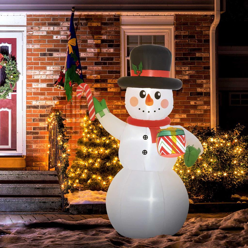 180cm Inflatable Christmas Snowman with LED Lights, Fixing Hardware and Blower, for Indoor and Outdoor Use