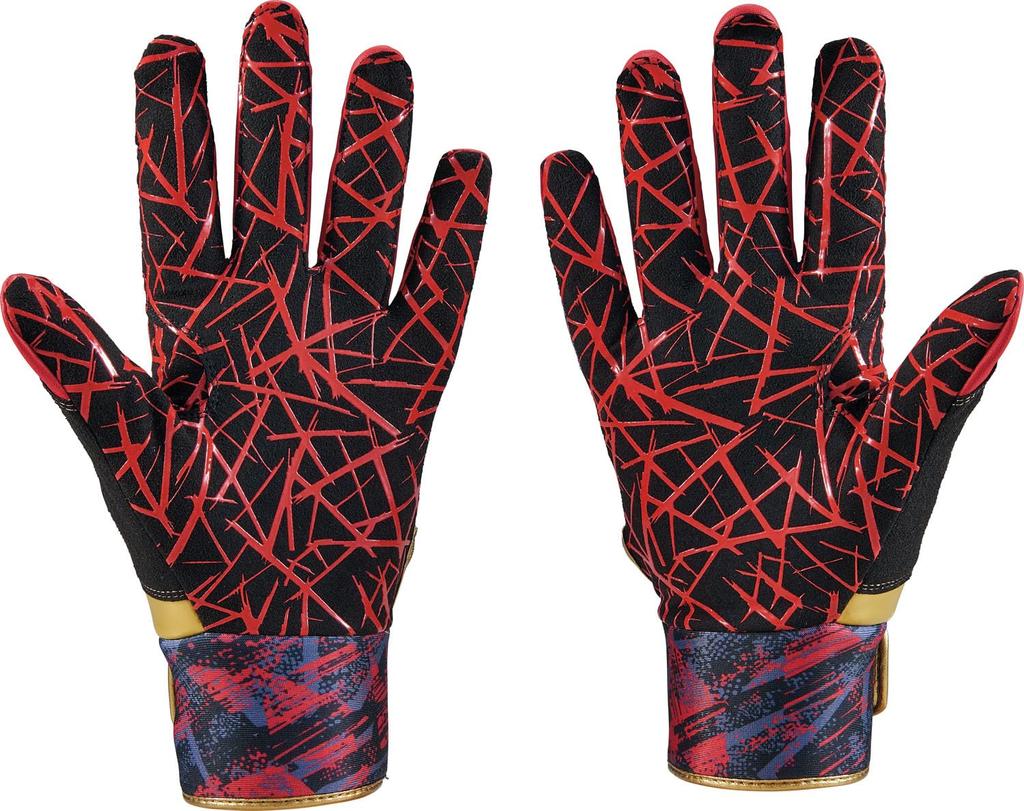 ZETT Baseball Batting Graphic Grip General Black x Red Size M Gloves, Glove, Ambidextrous, Use, (1964), (BG18523B)