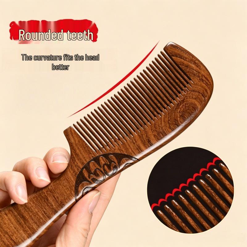 Black Gold Sandalwood Comb: Anti-Static, Anti-Hair Loss, Portable Meridian Massage Comb for Men & Women, Ideal Gift & Engraving Option.