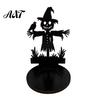 Dark Festive Table Centerpiece Halloween Wooden Candle Holder, Black Hollow Crow Spider Tealight Display Party Atmosphere Decor Stand, Gothic