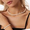 Schickes doppeltes Choker-Set mit Imitationsperlen-Akzenten Legierung Schlüsselbein-Ketten Schmuck für den täglichen Gebrauch