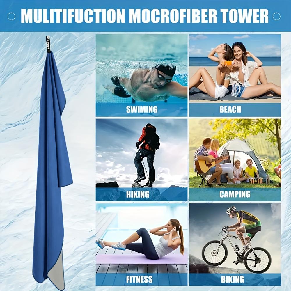 Microfiber Quick-Dry Sports Towel, Double-Sided Plush Swimming Pool Towel, Two-Tone High Absorbency Sand-Free Beach Towel