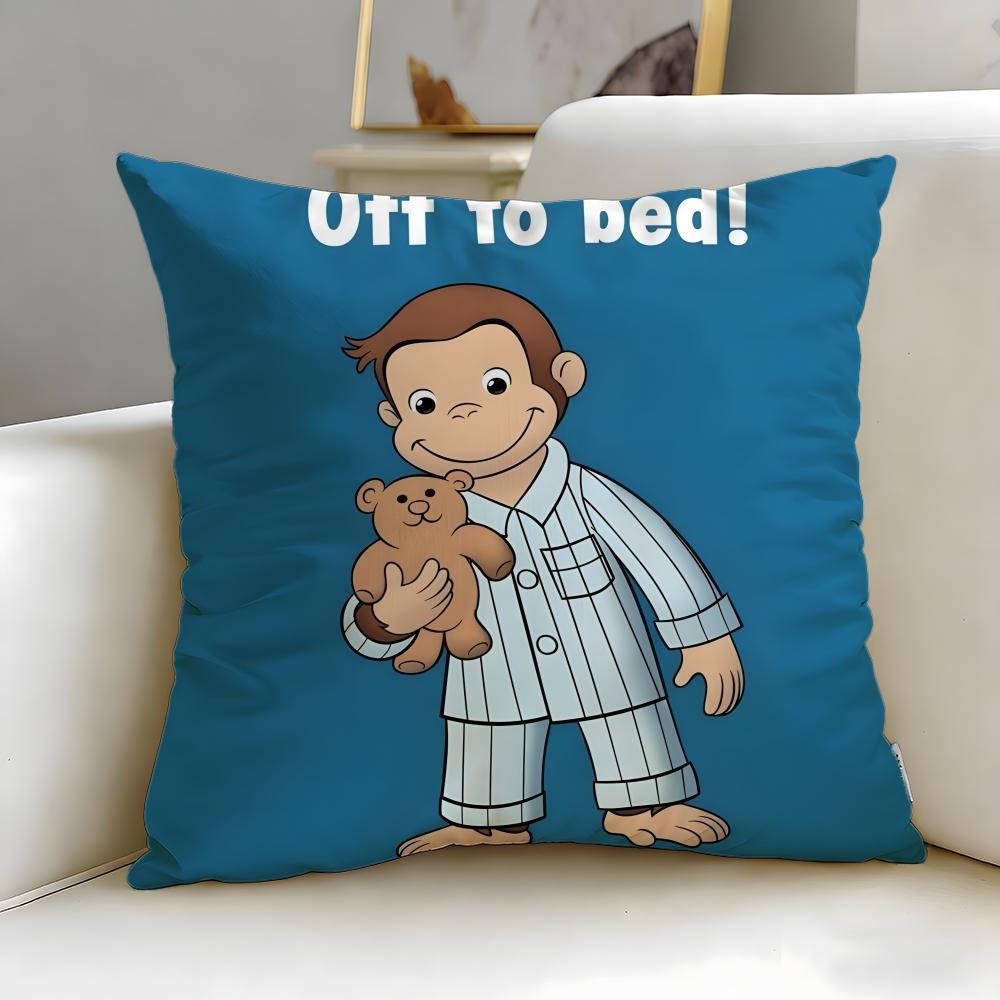 classic cartoon Curious George Cushion Cover Soft  EasyWash Pillow Case  Versatile for Couch Bed Travel and Office