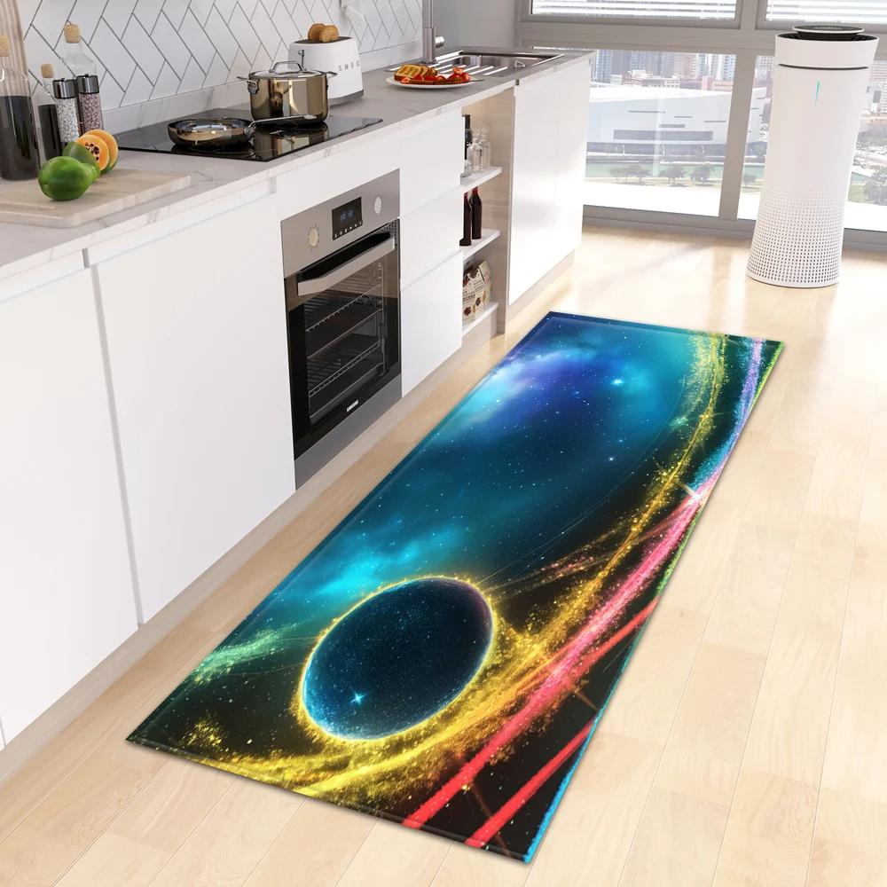 Starry Sky 3D Kitchen Rug Home Living Room Bedroom Balcony Floor Decor Carpet House Hallway Entrance Door Bath Non-Slip Foot Mat