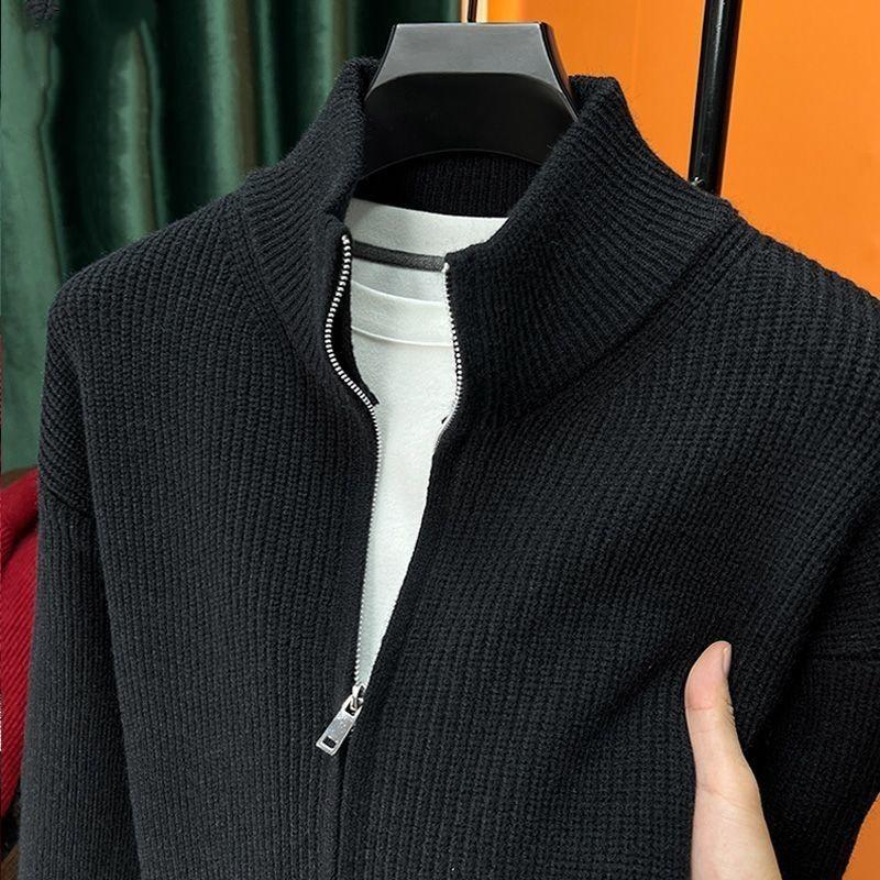 Erkek Stand Yaka Örgü Triko Kazak Üstler Bluz Kışlık Giysiler Mont Sweatshirtler Erkekler İçin Hırka Kazak