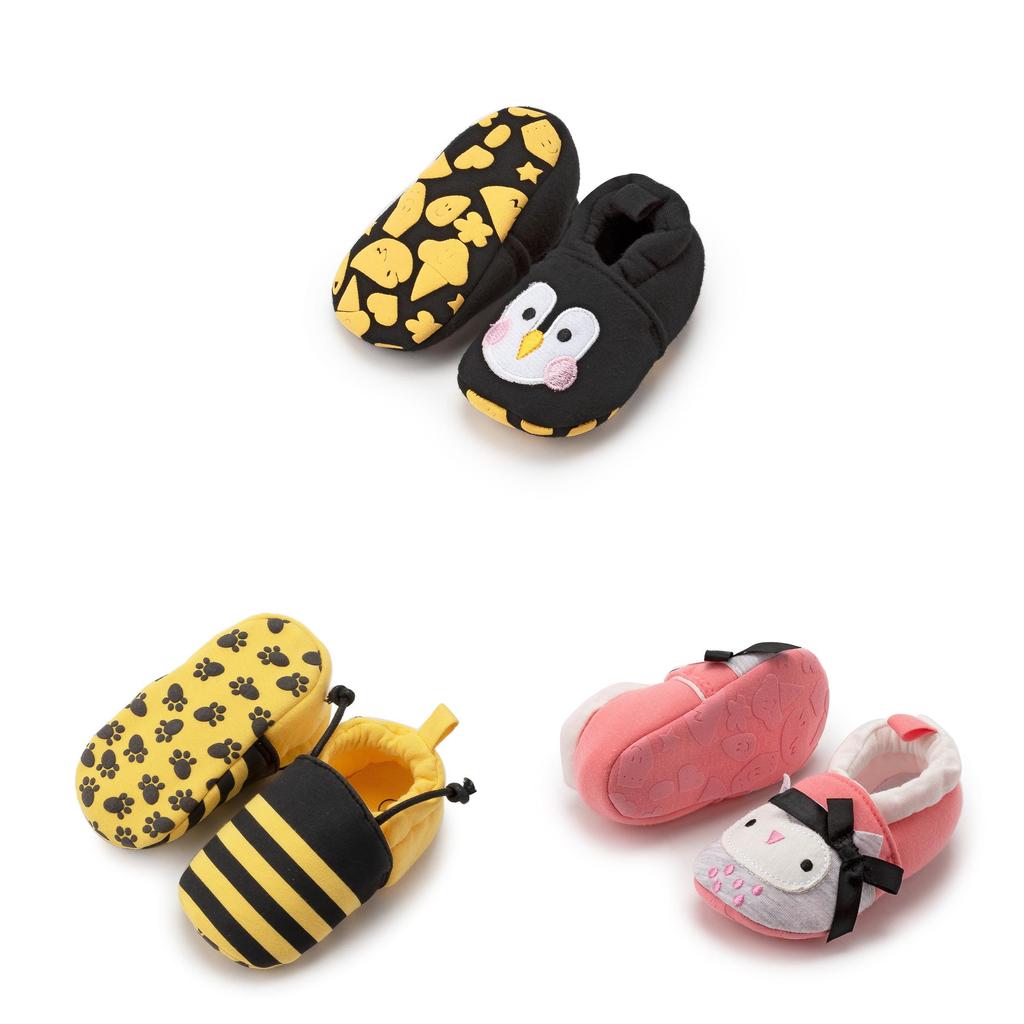 Chaussures pour bébé avec design d'abeille, hibou, pingouin de dessin animé pour l'apprentissage et la marche des tout-petits