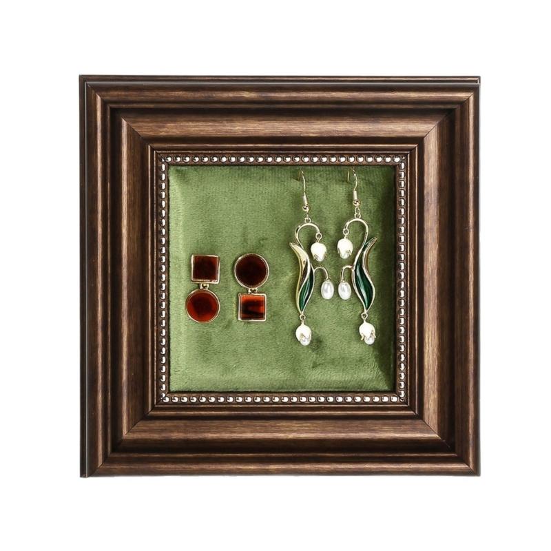 Scandinavian Inspires Wooden Jewelry Presentation Stand Velvets Lining Earrings Ring Accessories Holder