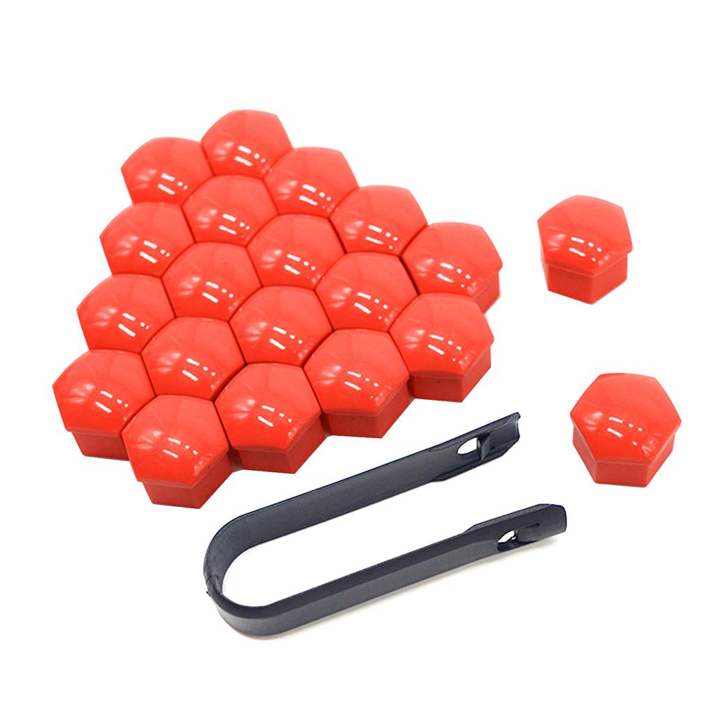 Lug Nut Cover, Red/Blue/Yellow Flexible Fit Wheel Lug Nut Cap, Fits 17 Mm , Pack of 20,Includes Deluxe Extractor