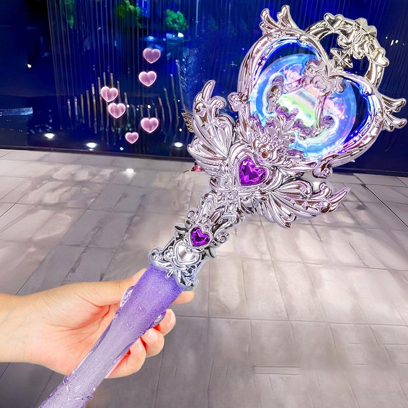 Crystal Love Heart Magic Wand Girls Play House Toys Birthday Party Gifts Cute Angel Princess Magic Wand Toys With Lights Music