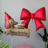 Cartoon Style Birthday Dog Balloon Set with Red Bow Balloons and Pink Heart Balloons for Birthday Decoration and Photo Props