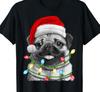 Pug Santa Christmas Tree Lights Xmas Boys Black T-shirt Unisex All Sizes S8210