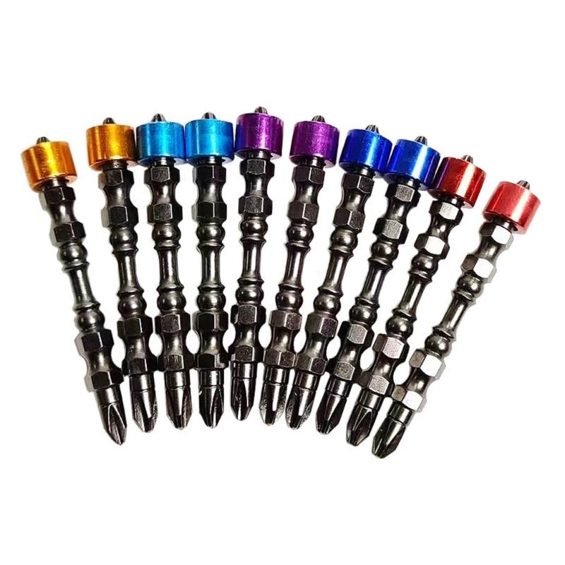 Precise 10pcs 65mm Hexagonal Shank Aluminum Circle Magnetic Screwdriver Bit Power Tool Set For Enhances Work Efficiency